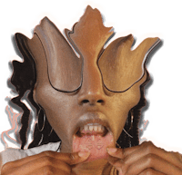 a woman is putting her tongue in her mouth