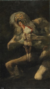 a painting of a demon holding a child
